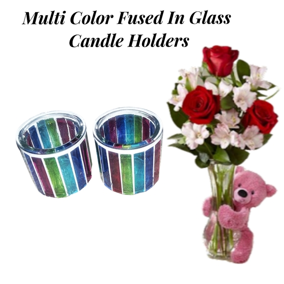 Candle Licious Other - ✓🔴15/$25.  Multi Color Fused In Glass Candle Holders